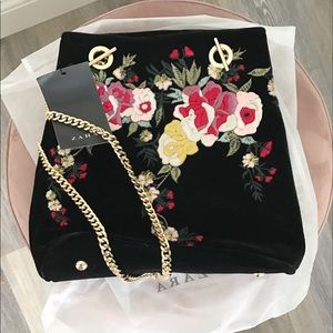 Zara velvet cross body bag